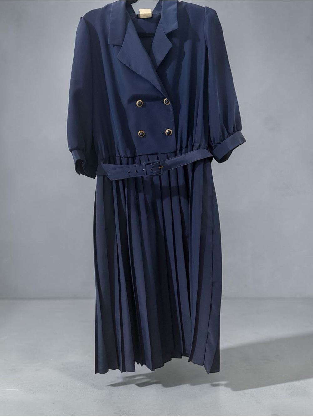 Vintage 80s old money classic navy dress